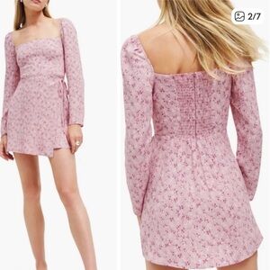 Reformation Pink Floral Long Sleeve Dress